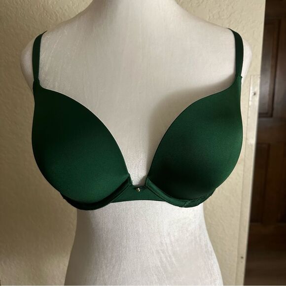 Gilligan & O'Malley Emerald Green Favorite Plunge Push Up Bra Size 36D - Picture 5 of 11